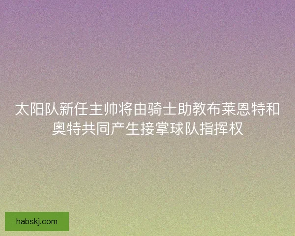 太阳队新任主帅将由骑士助教布莱恩特和奥特共同产生接掌球队指挥权